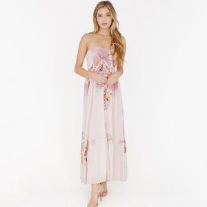 Plum Pretty Sugar - Pink Floral Strapless Midi/Maxi Dress